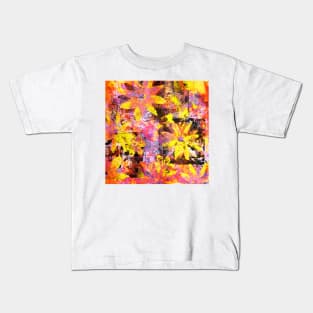 Flower in Black Square 13- Digitally Altered Print Kids T-Shirt